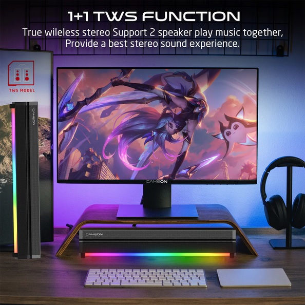 HAUT PARLEUR SOUND BAR GAMEON SANS FIL WIRELESS SONICSTORM X GOSBT1 RGB BLACK